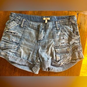 EUC Joie Distressed Denim Cargo Shorts